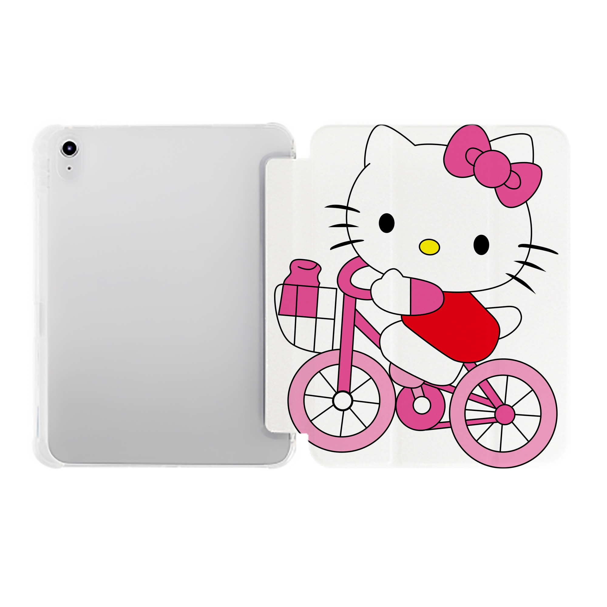 （画像用） Hello Kitty ハローキティ IPad ケース ペン収納付き 三つ折りスタンド PUレザー×シリコン 対応機種9.5/10.5/10.9インチ